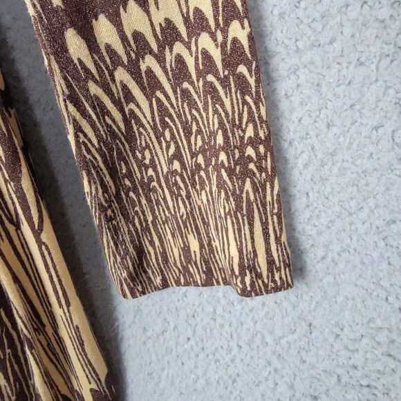 Laundry By ShelIi Segal Knit Dress Small Brown Chocolate Swirls Deep V-Neck Zip - Picture 6 of 14